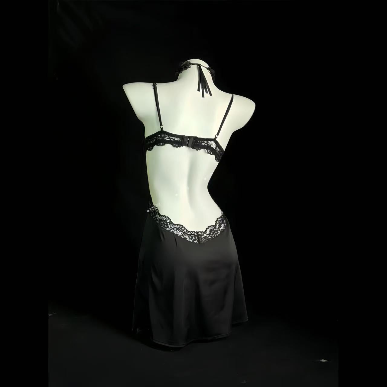 Image of Liu broke the long nightdress women's autumn ice silk temptation plus-size sexy underwear pure desire style sundress loungewear
